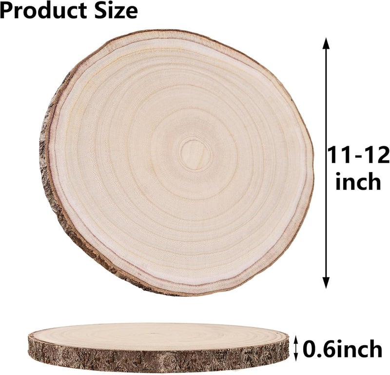 Ninekong 10 Pcs Natural Paulownia Wood Slices 11-12 Inches, for Centerpieces Table Decorations,Unfinished Rounds Wood for Crafts, for Rustic - Image 2